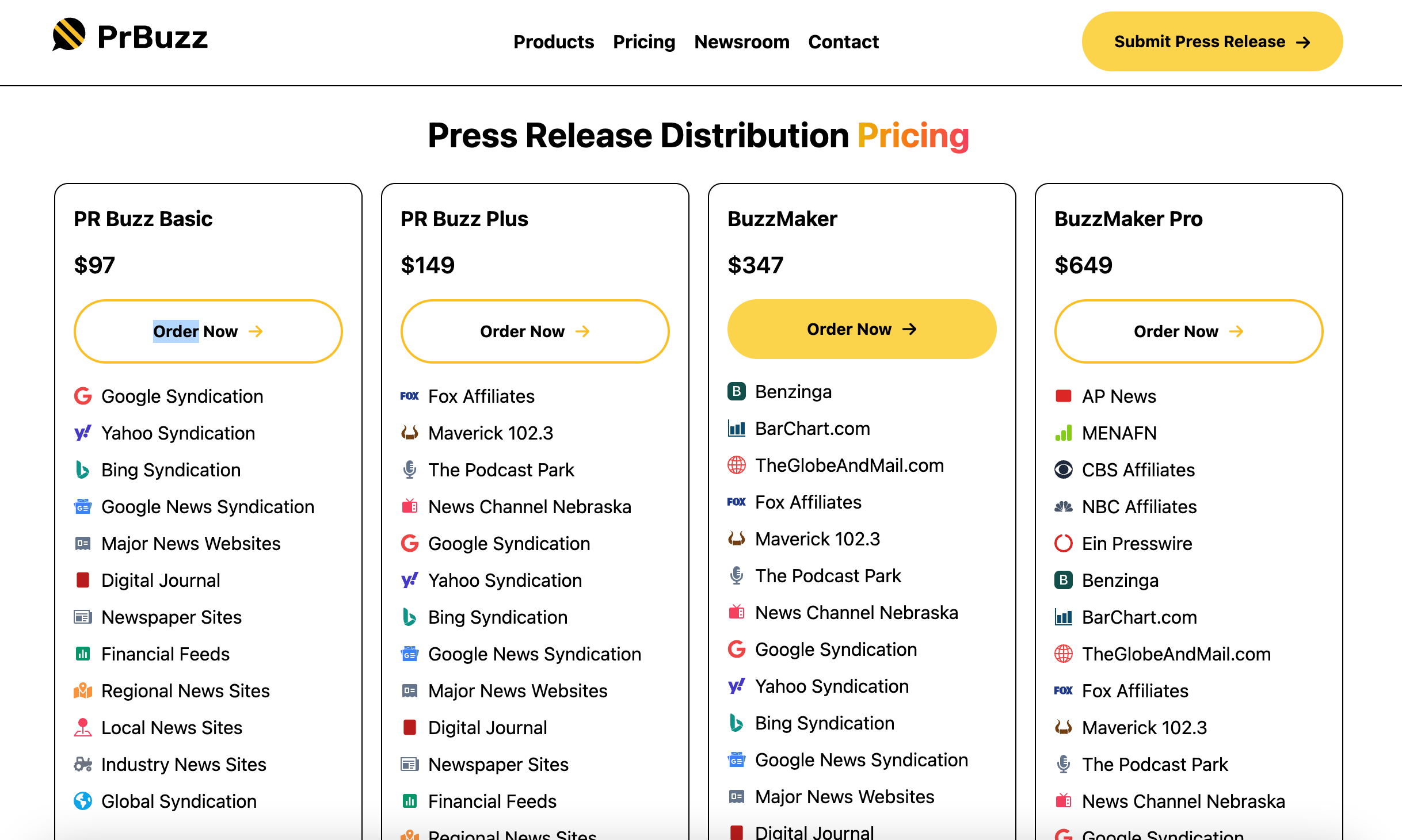Press Release Distribution Pricing